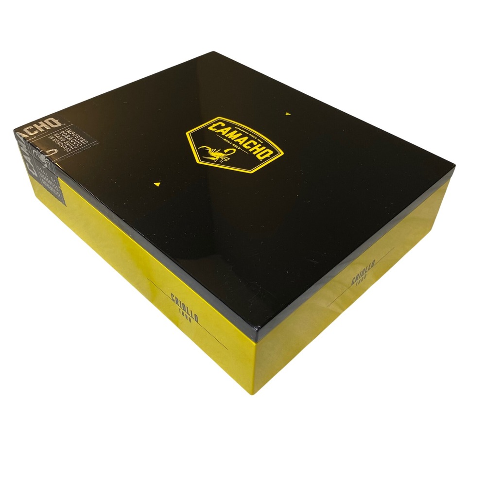 Camacho Criollo Toro Empty Wooden Cigar Box Black Yellow Honduras 8.5" x 7"